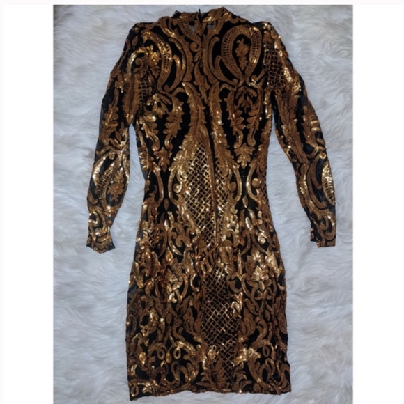 Gold Sequin Cocktail Dress - Picture 2 of 4